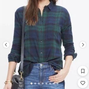 Madewell Classic Green and Blue Plaid Shirt